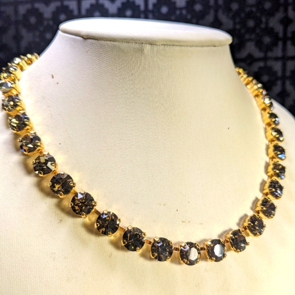 Black Diamond Crystal Necklace in 14k Gold Plated or Sterling Silver Plated-new - Picture 4 of 8
